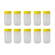 10x 500g Plastic Honey Jars + Lids - Round Clear Food Grade Packaging Containers