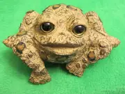 Tan Smiling Shelf Sitter Toad Figurine Indoor Home Outdoor Patio Decor