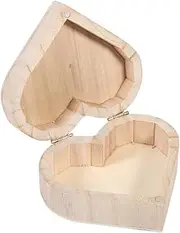 [Depisuta] Wooden Packaging Box, Small Lovely Wooden Heart Shaped Jewelry Storage Box, Timbered Trinket Casket with Magnetic Hinged Lid Suitable for Jewelries Trinkets Storage and Display
