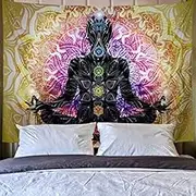 Seven Chakra Tapestry Yoga Meditation Tapestry Wall Hanging Colorful Mandala Wall Tapestry Indian Chakra Tapestries Decoration for Studio Room, Polyester & Polyester Blend, Chakra, M/51.2" × 59.1"