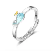 2PCS Copper Woman Fashion Jewelry Small Whale Simple Ring Size Adjustable Ring