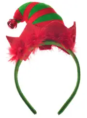 Mini Red and Green Elf Hat on Headband