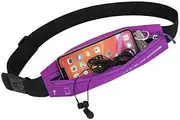 Waterproof Running Belt, Sports Waist Pack with Phone Holder, Black, Adjustable Fitness Fanny Pack (Purple)