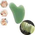 Jade Stone Face Facial Board Natural Guasha Sha Massage Body US Tool Green Gua