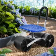 Garden Stool Foldable with Wheels Blue Portable Outdoor Seating Gardening KG-BL