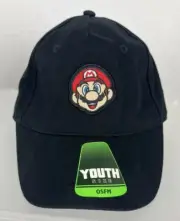 Nintendo SUPER MARIO Video Game Character Black Snapback Cap Hat Youth New NWT