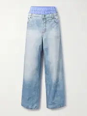 [Acne Studios] Acne Studios - Trompe L'oeil Printed Cotton-poplin Wide-leg Pants - Light denim - FR 38 FR 38 Blue