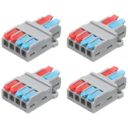 4pcs Din Rail Press Quick Terminal Blocks Splicing Wire Connectors(2 in 4 out)