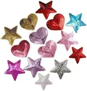 ACEmedia 14 Sequins Patches for Clothes, Inlaid Iron Decorations and Embroidered Patches, Fabric Sew On Repair Embroidered Patches for Clothing DIY