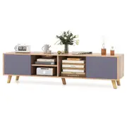 Giantex TV Stand TV Console Table Wooden Display Cabinet w/Shelf Media Entertainment Center Natural