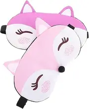 BELLIFFY 2pcs Cute Cartoon Fox Sleep Mask for Soft Breathable Eye Cover with Strap for Travel Night Sleeping Adorable Light Blocking Design