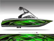 Hydroplane (Green) Abstract Boat Wrap Kit 3M Premium Cast Vinyl - 15 Sizes