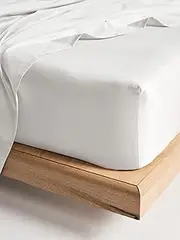 [Linen House] 500TC Cotton Sateen 50cm Fitted Sheet, Queen, White