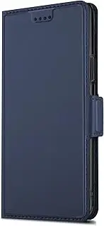 [GIOPUEY] Case Compatible with Motorola Edge 30 Pro, Flip Leather Wallet Cover, 360 Degree Leather Protective Ultra Thin Phone Case, Case With Card Holder - Blue