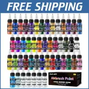 Water-Based Acrylic Airbrush Paint Set - 48 Bottles, Waterproof & Easy Cleanup