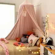 Bed Canopy for Girls Kids House Bed Canopy Princess Hanging Dome Tent with Hook and Sticker Decorative Mosquito Net Bed Curtain Bedding for Bedrooms Reading Corners Sofas (Pink)