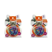 2x Paws And Claws 9cm Cat Toy Wool Ball w/ Rattle