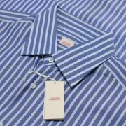 Alessandro Gherardi NWT Dress Shirt Size 16/41 US Blue Striped 100% Cotton