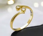 Solid 10K Yellow or White Gold Round CZ Crossover Adjustable Toe Ring - 6mm x