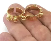 Adjustable Textured ring 3 loop Gold plated brass (19mm 9US inner size) 2314