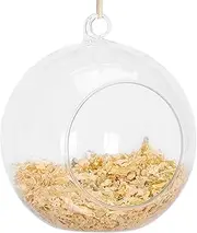 Finch Nests for Cages,Swinging Bird Bed | Hangable Chew-Resistant Round Hammock for Indoor with Wood Chips Washable Clear Breeding Bed
