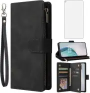 Compatible with OnePlus Nord N100 Wallet Case Tempered Glass Screen Protector