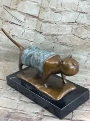 Signed Fernando Botero Fat Cat Bronze Abstract Modern Art Sculpture Statue Decor