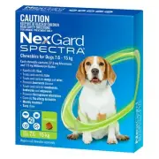 NexGard Spectra Medium Dog 7.6-15kg Flea Tick Worms Heartworm Chew 6 pack