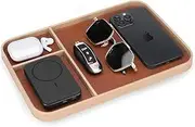 [QBNOVA] Leather Tray,Stylish and Organized Multifunctional Tray,for Table Entryway, Premium PU Leather,Catchall for Keys,Watch,Wallet,Jewelry,and More (2PCS)