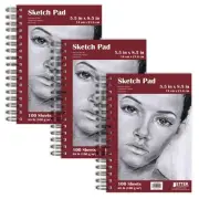 5.5" x 8.5" Sketch Paper Pads, 3 Pack, 300 Total Sheets (100 Each), 68 lb/100...