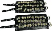 [Kunal Art & Crafts] Dancing Ghungroo Kathak bells anklet Black leather pad pair Three Line Ghungroo (30+30) Classical Dance Accessories Kathak Big dancing brass bells (16 NO.) musical anklet for classical Indian dancers