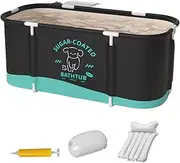 Portable Bathtub, Soaking Bath Tub, Hot and Ice Bath Tub, Foldable Design, Convenient to Clean, 45.3x23.6x19.7 in, Black, for Shower Stall, Spa and Recovery Soaking
