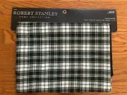 New Robert Stanley Table Runner Black/Green/White Plaid Check Tartan 14” X 72”