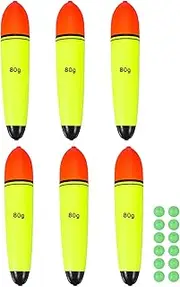 uxcell Fishing Slip Bobbers, EVA Foam Bobbers Slip Floats with Fish Beads, 2.8 Oz Floatage Fit for Perch Carp Bass Fishing Corks Saltwater Freshwater (6 Pack, Red/Yellow)