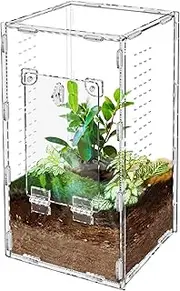 Jumping Spider Enclosure, Tarantula-Enclosure Large Acrylic Terrarium, Reptile Enclosure Jumping Spider Accessories with Magnet Front Opening Door, Terrarium Kit(Large 12x6x6 Inch, Assemble)