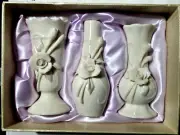 NIB Godinger & Co Florentine set of 3 rose bud 4" tall mini vases-porcelain
