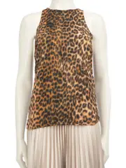 Leopard Print Round Neck Tank Top