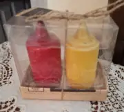 SALT PEPPER SHAKER SET MINI MUSTARD AND KETCHUP PICNIC SUMMER THEME NEW Abode