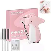 wakouter Stitch Gun for Clothes, 5 Needle Handheld Stitch Gun Quick Clothing Fixer, Mini Sewing Kit, Micro Tagging Gun, 1000 Black Fasteners & 1000 White Fasteners, for Sewing, Hemming, Quilting (Pink)