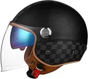 Open Face Motorcycle Helmet, 3/4 Retro Classic Moped Helmet with Visor for Adult Women Men, Youth Women Half face ATV Helmet for Bike Moped Cruiser 07,M