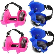 2 Pairs Roller Skates Beginner Skating Shoe Outdoor Roller Skate Roller Skate Glowing Skating Shoe Glowing Heel Wheels Training Roller Skate Glowing Heel Roller PVC