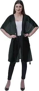 [Moomaya] Womens Georgette Shrug Open Front Long Sheer Coverup w/Tassels
