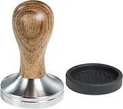 Ezebesta 51mm Coffee Tamper With Mat - Espresso Press With 304 Stainless Steel Base and Wooden Handle - Barista Espresso Machines Accessory