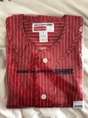 SUPREME X COMME DES GARCONS CDG RED PINSTRIPE BASEBALL TEE (SS14)