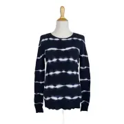 INC Women's Black/White Tie-Dye Stripe Long Sleeve Sweater Size XS B34