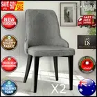 Artiss Set of 2 Fabric Dining Chairs Grey Comfortable High Back Rest Thick Seat