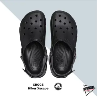 CROCS HIKER XSCAPE 獵戶 洞洞鞋 卡駱馳 厚底 增高 防水 涼鞋 黑/白【彼得潘】