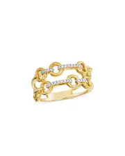 Bloomingdale's Fine Collection Diamond Chain Link Double Row Ring in 14K Yellow Gold, 0.10 ct. t. w.
