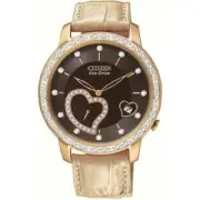 New Ladies Citizen EV1003-09X Eco-Drive Rose tone with diamonds MSRP $525