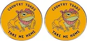 [ZENRUIMING] 2 Toad Pins Animal Protection Button Pins, COUNTRY TOADS TAKE ME HOME Alloy Pins, Metal, no gemstone